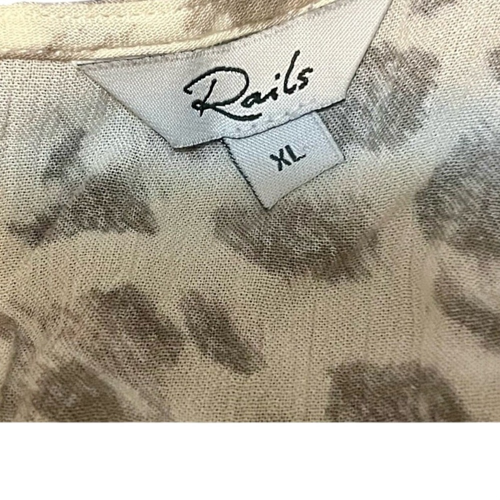 Rails Cream & Taupe Animal Print Long Sleeve Drawstring Dress XL - Picture 8 of 9
